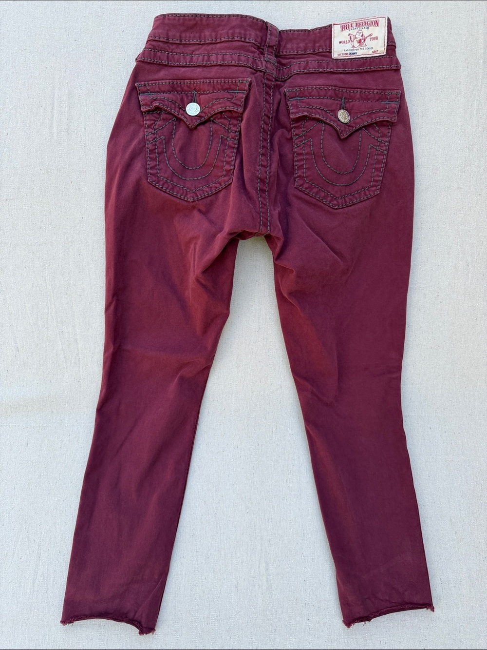 Y2K True Religion Skinny Ricky Jeans in Deep Wine